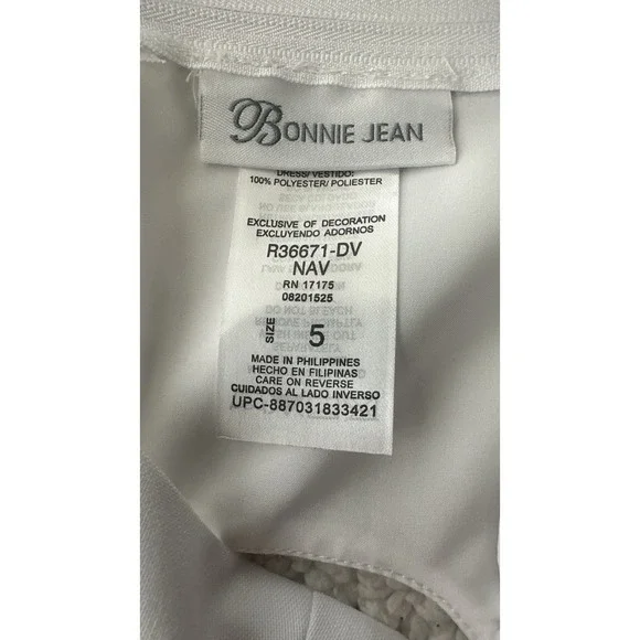 Girls Bonnie Jean Nautical Dress Red White Blue Stripes Bow Size 5 Sailor USA - Picture 6 of 10